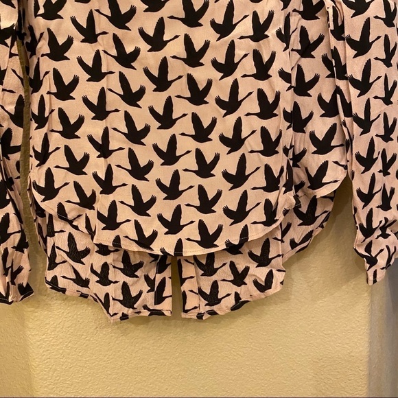 H&M Pink Bird Long Sleeve Top Size 2 - Picture 8 of 10